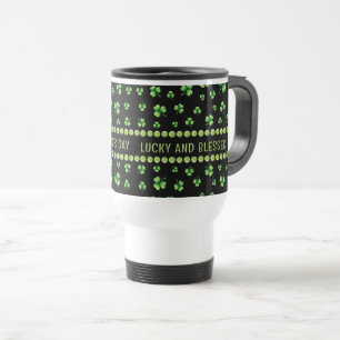 Mug De Voyage La Saint-Patrick Shamrock aquarelle sur fond noir