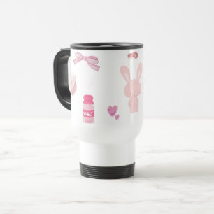 Mug De Voyage Lapin au Lait de Fraise Rose Pâle Mignon 