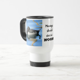 Mug De Voyage Le Matin Devrait Commencer À Midi Couché Noir Blan