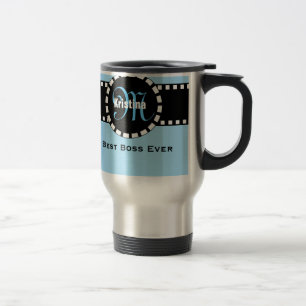 Mug De Voyage Le meilleur BLEU nommé de monogramme et de coutum