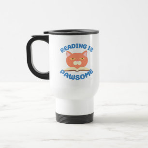 Mug De Voyage Lecture est Pawsome drôle Livre Cartoon Chat