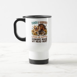 Mug De Voyage Les chiens et les chevaux me rendent heureux, amat