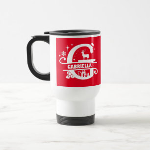 Mug De Voyage Lettre G Noël Monogramme Nom initial Rouge