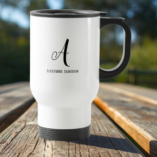 Mug De Voyage Lettre Monogramme moderne et nom complet Travel Mu