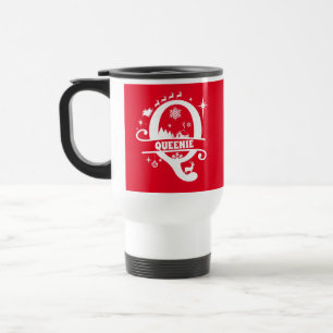 Mug De Voyage Lettre Q Noël Monogramme Nom initial Rouge