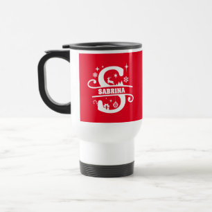Mug De Voyage Lettre S Monogramme de Noël Nom initial Rouge