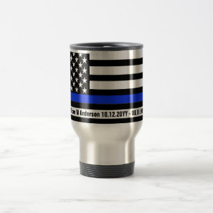 Mug De Voyage Ligne Bleue Mince Drapeau US Police Police Enforce