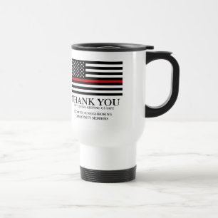 Mug De Voyage Ligne rouge mince Merci de coutume de drapeau
