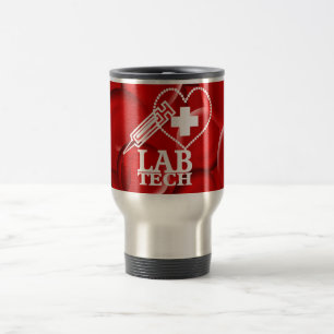 MUG DE VOYAGE LOGO DE SERINGUE DE COEUR DE TECH DE LABORATOIRE