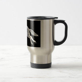 Mug De Voyage Loup de Knotwork, blanc sur le noir
