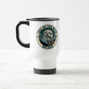 Mug De Voyage Loup hurlant vintage sous la pleine lune sauvage