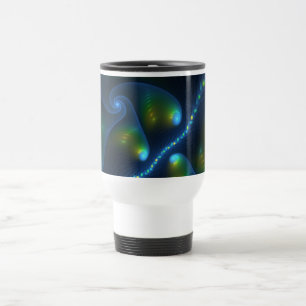Mug De Voyage Lumières de l'Imaginaire Abstrait Bleu Vert Jaune