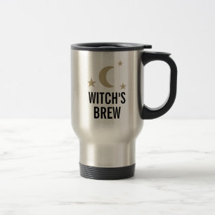 Mug De Voyage Lune drôle et étoiles du brew de la sorcière