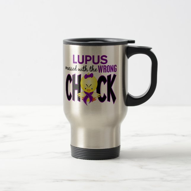 Mug De Voyage Lupus sali avec le poussin faux (Droit)