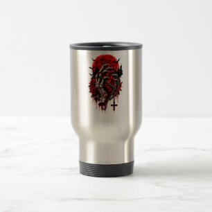 Mug De Voyage Mains de squelette gothiques Roses rouges Hallowee