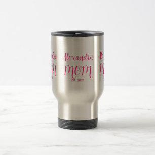 Mug De Voyage Maman a établi le nom du script rose Café bicolore