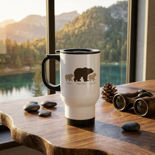 Mug De Voyage Maman Ours Personnalisée Avec 2 Noms d'Enfants Cad