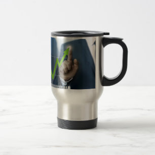 Mug De Voyage Man showing stock price touchscreen concept