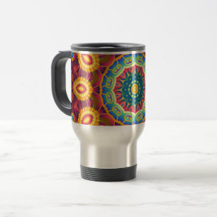 Mug De Voyage Mandala Floral Abstrait aux Couleurs Vives