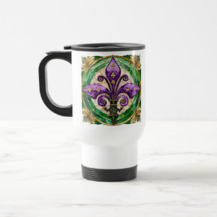 Mug De Voyage Mardi Gras Vitrail Fleur de lis