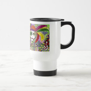 Mug De Voyage Masque de plumes de Mardi Gras psychédélique