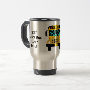 Mug De Voyage Meilleur conducteur d'autobus scolaire jaune illus