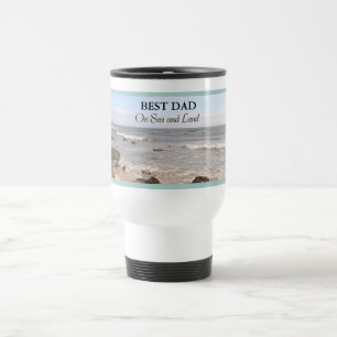 Mug De Voyage Meilleur papa photo de Wavy Atlantic Ocean Blue Sk