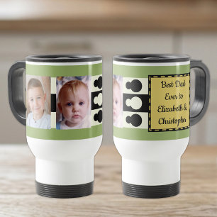 Mug De Voyage Meilleur papa qui soit avec photos noms vert or