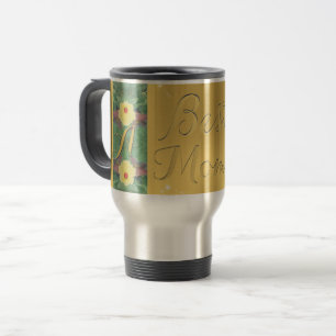 Mug De Voyage "Meilleure maman" en laiton floral comme un monogr
