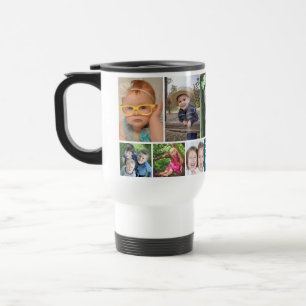 Mug De Voyage Meilleure Maman Personnalisé Bleu Collage 10 Photo