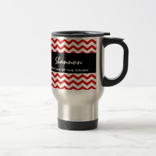 Mug De Voyage Mère du marié épousant les chevrons rouges V12