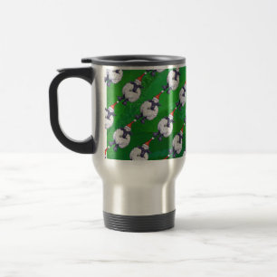 Mug De Voyage Mignonne mouton à Santa Chapeau sur vert
