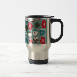 Mug De Voyage Mitaines confortables de Noël d'hiver bleues