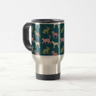 Mug De Voyage Modèle de silhouettes d'animaux Chien Chat Cheval