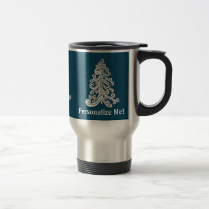 Mug De Voyage Moderne Arbre de Noël Swirl Doodle Style Voyage Mu
