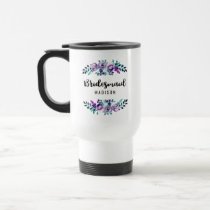 Mug De Voyage Monnaie et Mariage de couronnes florales pourpres