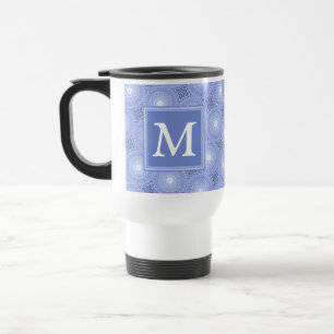 Mug De Voyage Monogramme bleu cercles motif