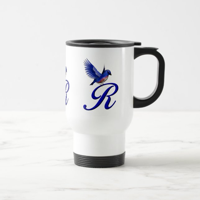 Mug De Voyage Monogramme de Bluebird initial R élégant (Droite)