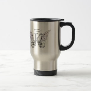 Mug De Voyage Monogramme initial de la lettre K avec des ailes