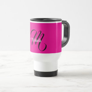 Mug De Voyage Monogramme initial minimaliste moderne nom rose ch