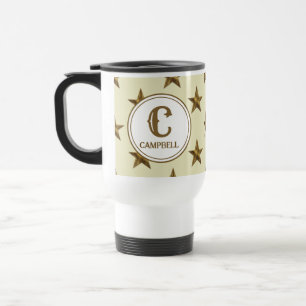 Mug De Voyage Monogramme Initial Nom de Famille Étoile Dorée Occ