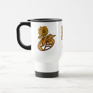 Mug De Voyage Monogramme Initiale G Élégant Péonie Personnalisé