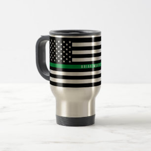 Mug De Voyage Monogramme militaire de drapeau de Ligne Verte