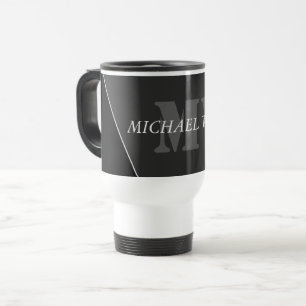 Mug De Voyage Monogramme noir gris artistique moderne