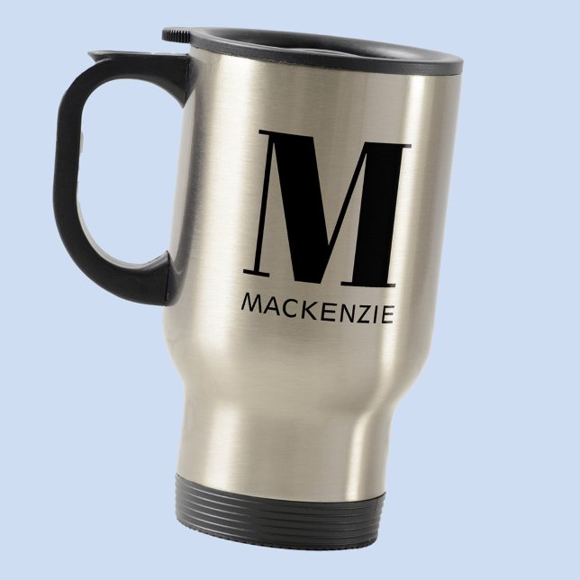 Mug De Voyage Monogramme Nom initial Simple (Simple monogram initial name personalized modern typography travel mug)