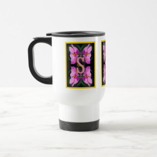 Mug De Voyage Monogramme personnalisé initial nom Rose Cosmos