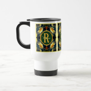 Mug De Voyage Monogramme personnalisé initial prénom Art floral 