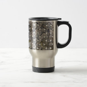 Mug De Voyage Mosaïque de pierre grise naturelle, fleur de vie