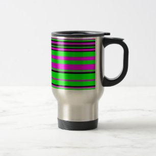 Mug De Voyage Motif à rayures couleur noir rose chaud