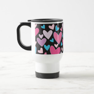Mug De Voyage Motif bleu Girly mignon de coeurs roses et